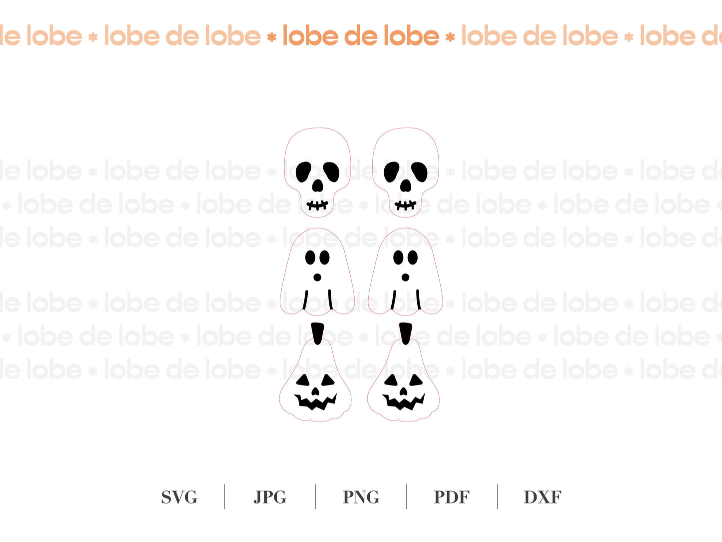 Halloween Skull, Ghost, Pumpkin Studs Laser Engraved Earrings Digital Download