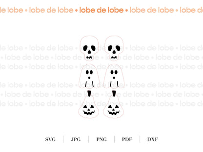 Halloween Skull, Ghost, Pumpkin Studs Laser Engraved Earrings Digital Download