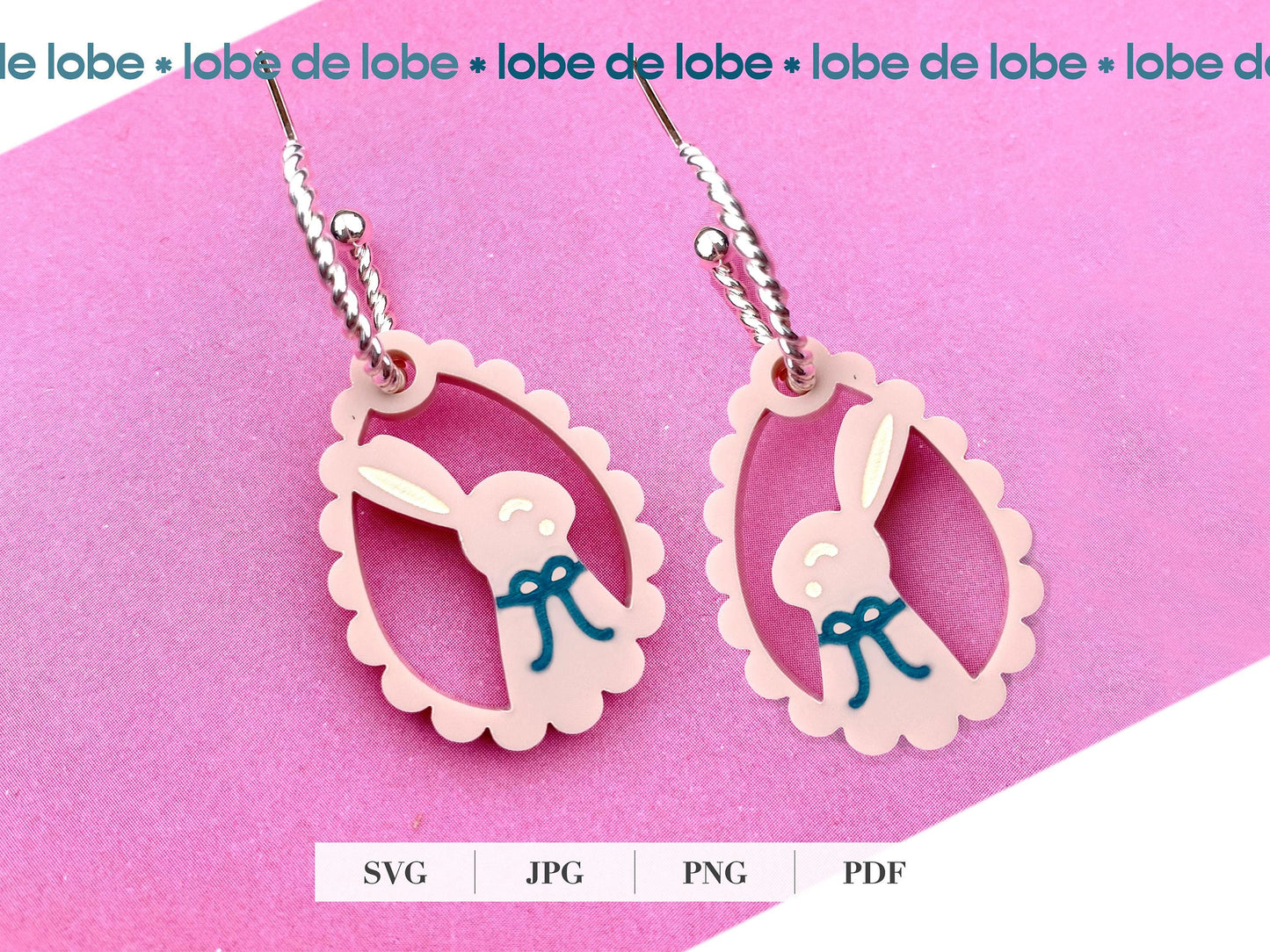 Easter Bunny Rabbit Frame Laser Engraved Earrings Digital Download
