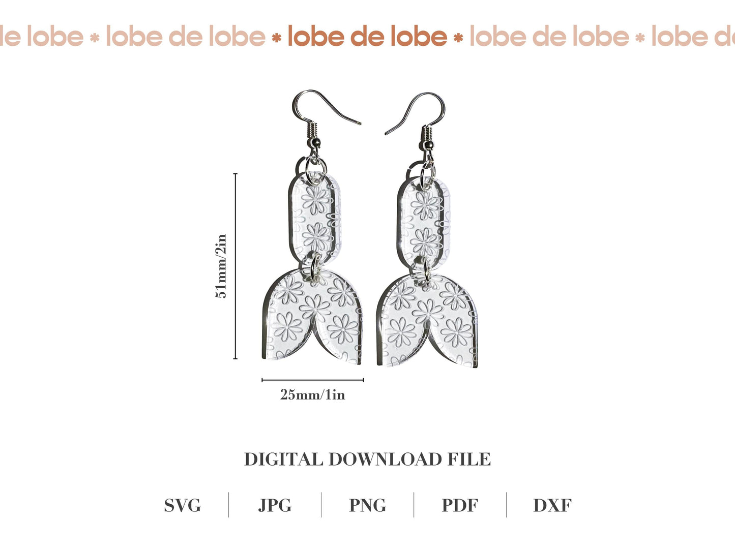 Spring Floral Clear Acrylic Bundle Laser Engraved Earrings Digital Download