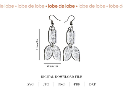 Spring Floral Clear Acrylic Bundle Laser Engraved Earrings Digital Download