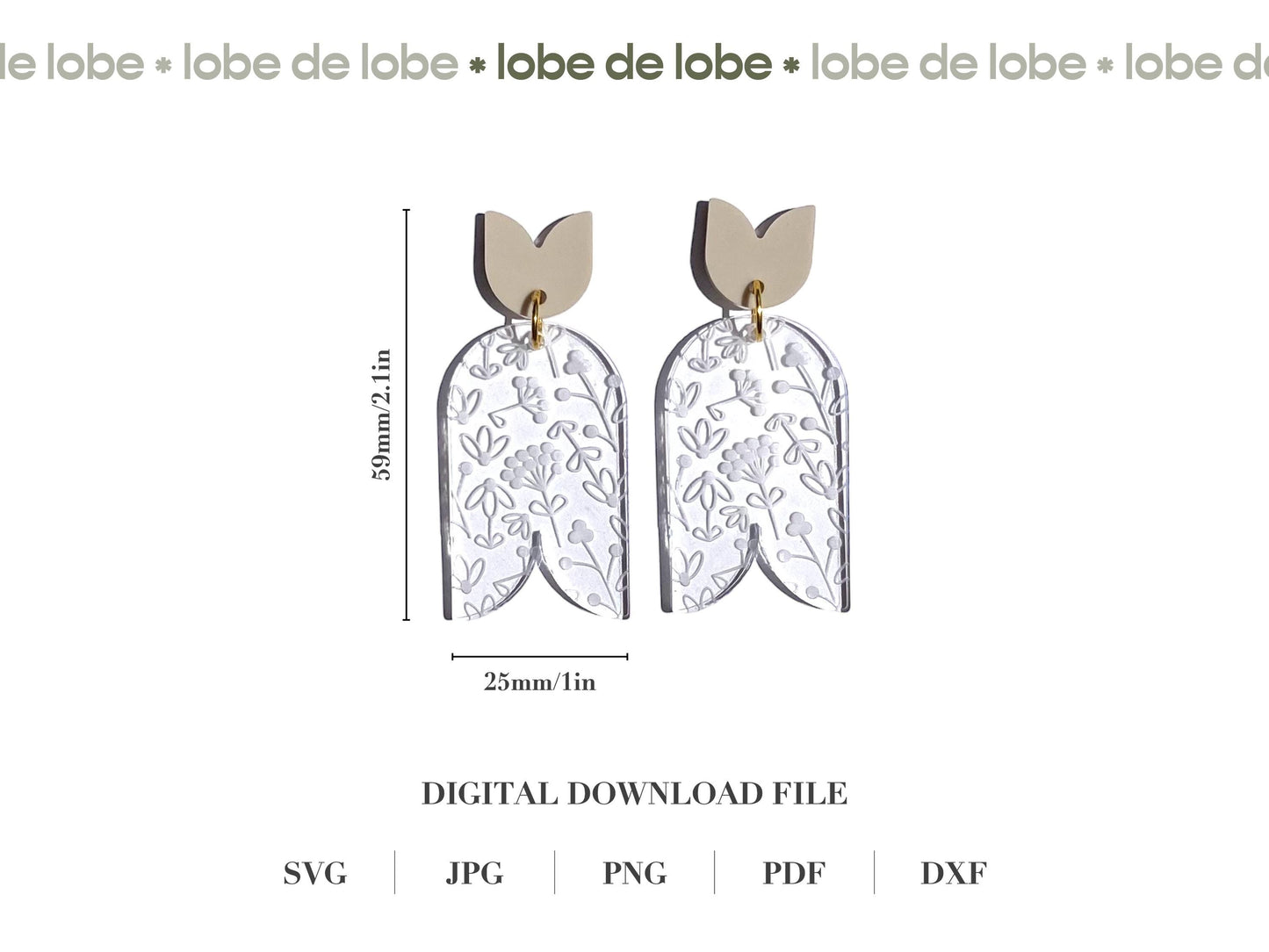 Spring Floral Clear Acrylic Bundle Laser Engraved Earrings Digital Download
