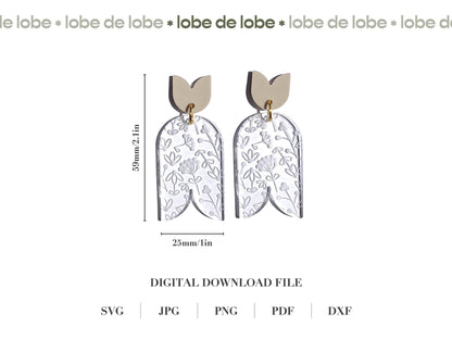Spring Floral Clear Acrylic Bundle Laser Engraved Earrings Digital Download