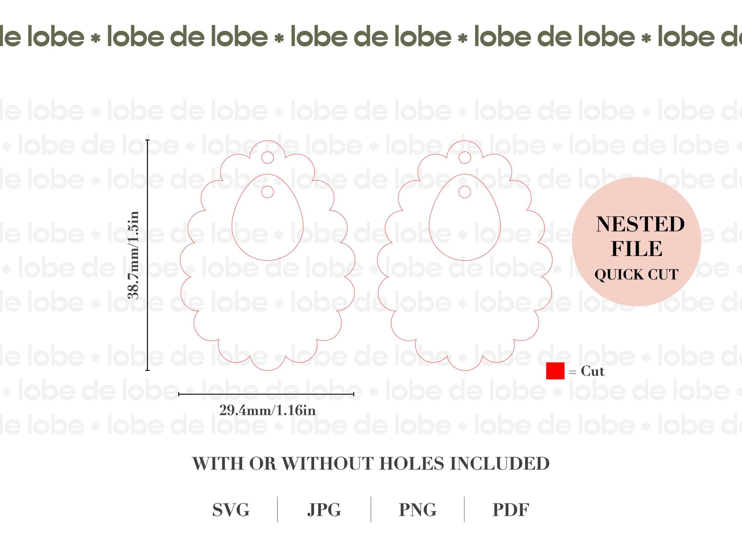 Oval Scallop Nested Laser Cut Earrings Digital Download