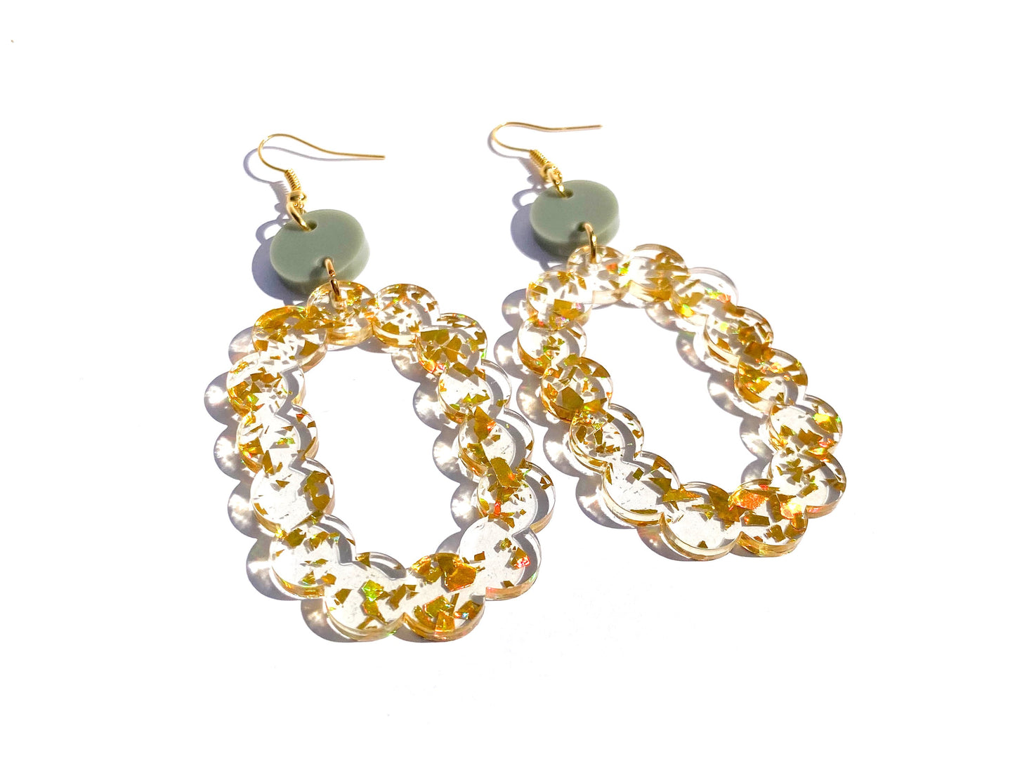 Oval Hoop Scallop Laser Cut Earrings Digital Download