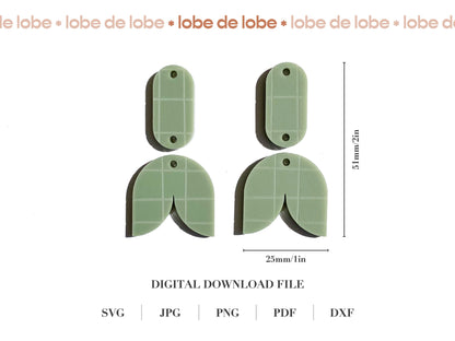 Modern Floral Check Laser Engraved Earrings Digital Download