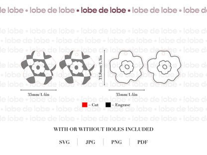 Colorful Bright Spring Floral Bundle Laser Engraved Earrings Digital Download