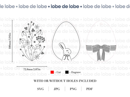 Personalized Easter Basket Tag Bundle with Name Laser Cut SVG File