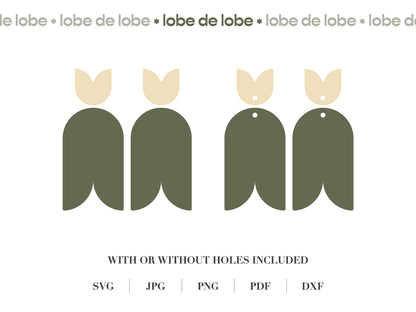 Modern Tulip Minimal Laser Cut Earrings Digital Download