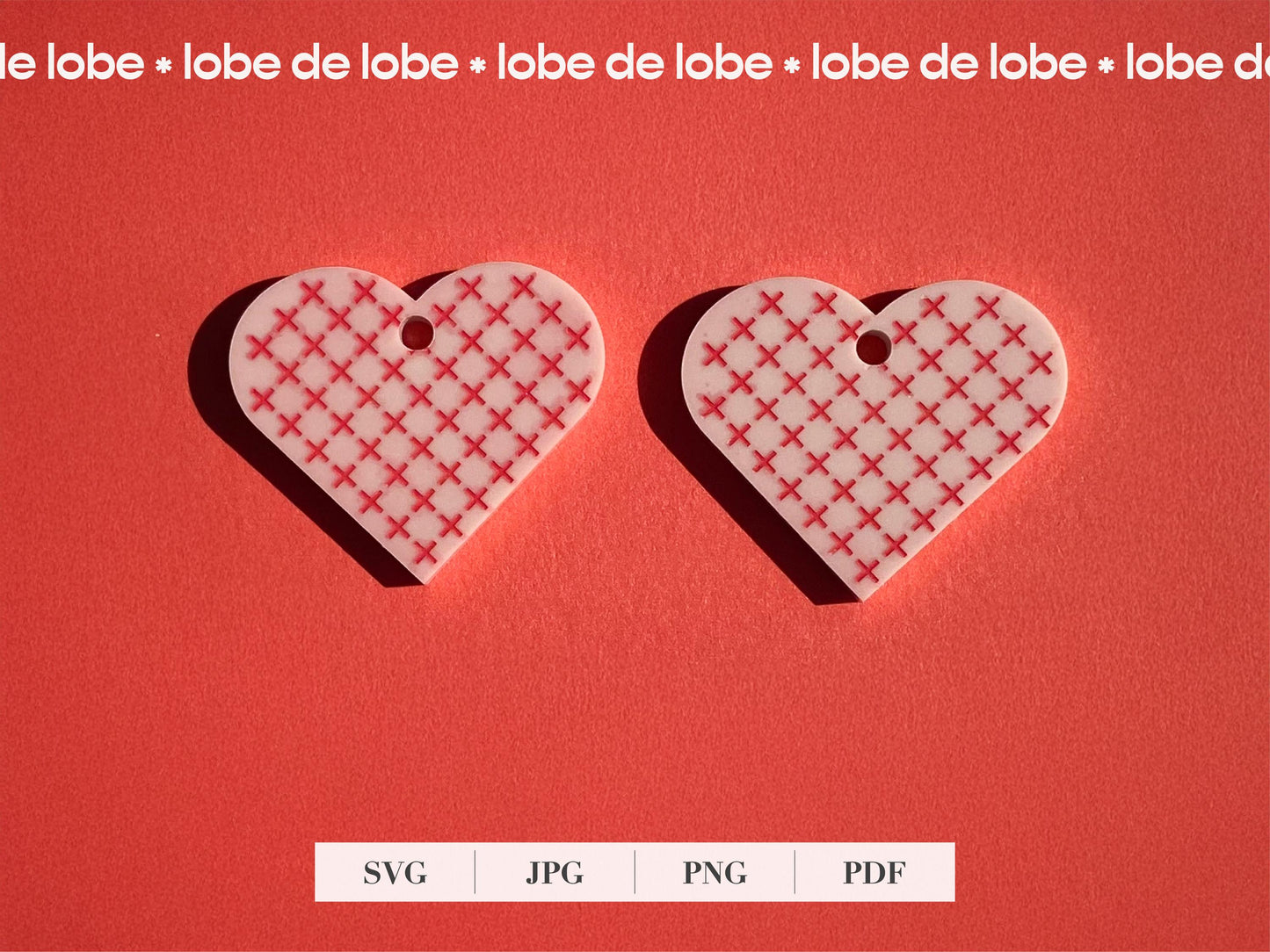 Embroidered Valentines Love Heart Earring Digital Download File