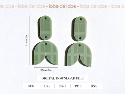 Tartan Tulip Laser Engraved Earrings Digital Download