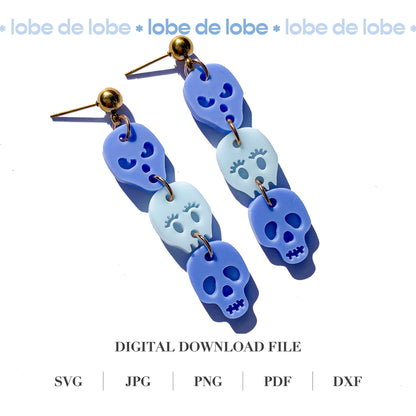 Halloween Sugar Skull Dangle Laser Cut Earrings Digital Download