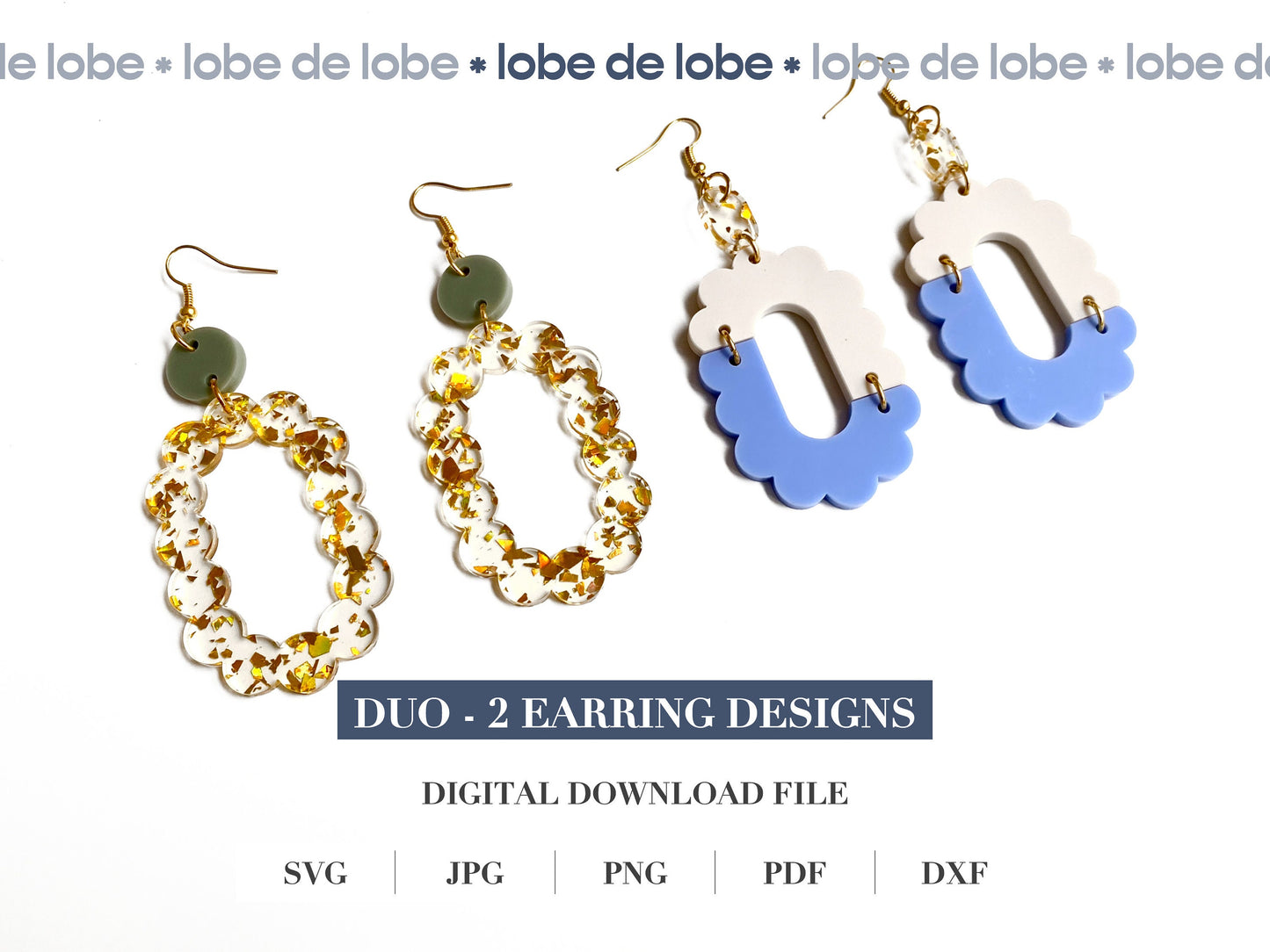 Oval Scallop Squiggle Boho Laser Cut Earrings Digital Download