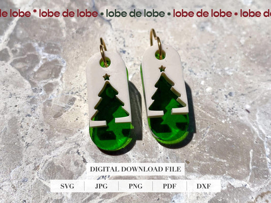 Christmas Tree Festive Holiday Laser Cut Earrings Digital Download