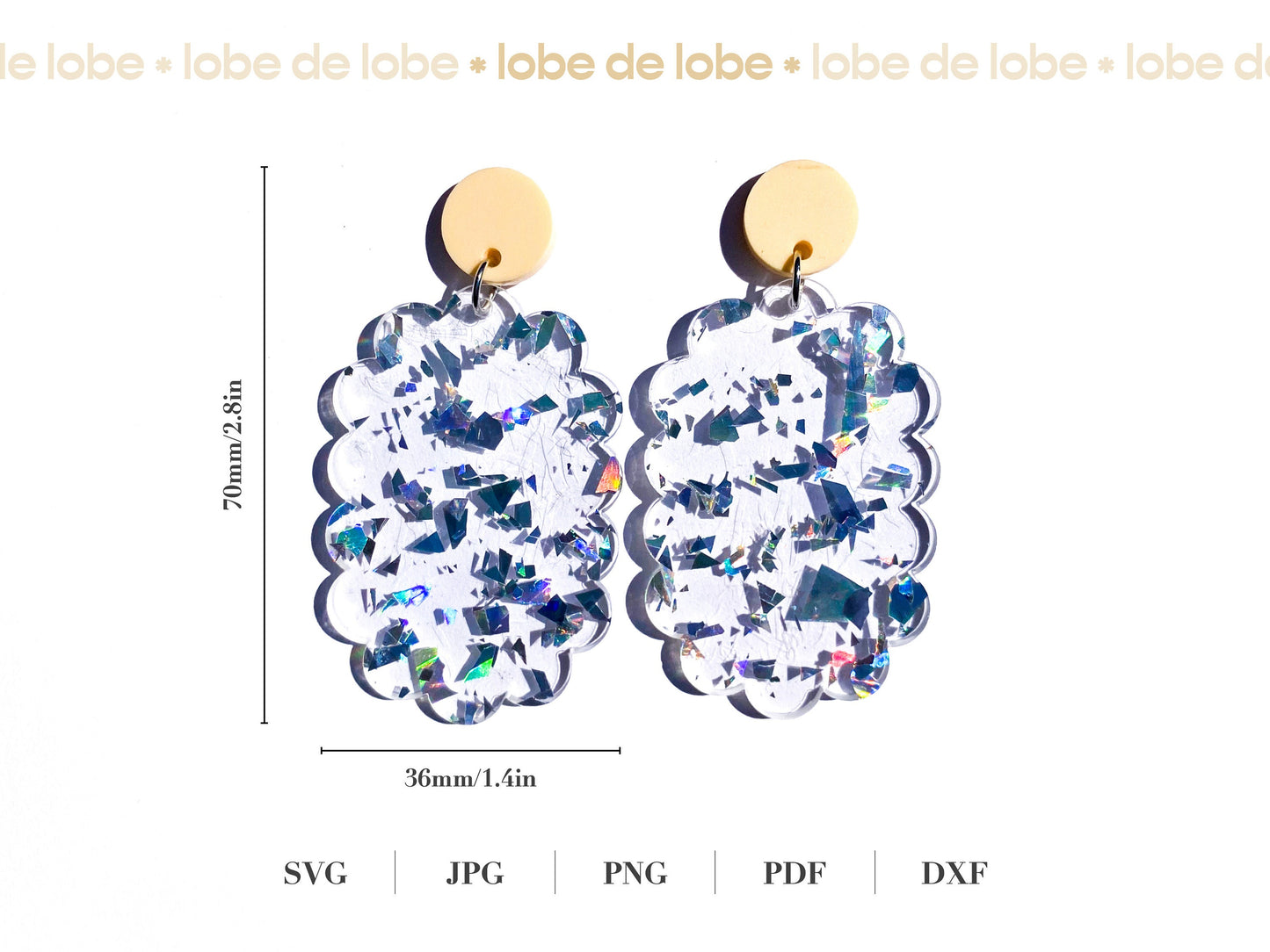 Oval Scallop Laser Cut Earrings Digital Download