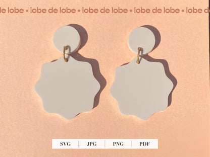 Wavy Round Scallop Laser Cut Earrings Digital Download