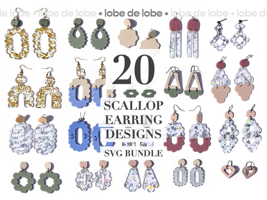 Scallop Statement Bundle Laser Cut Earrings Digital Download