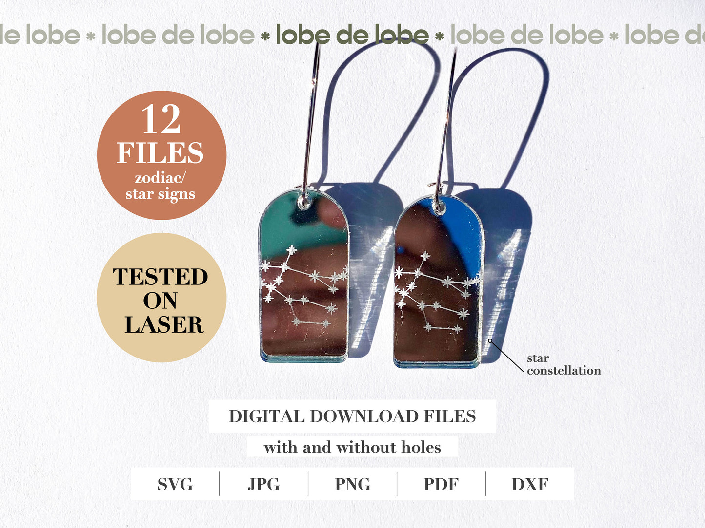 Star Sign Constellation Laser Engraved Earrings Bundle Digital Download