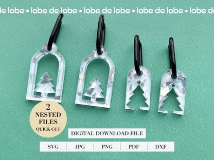 Christmas Tree Holiday Earrings Bundle Laser Cut SVG File