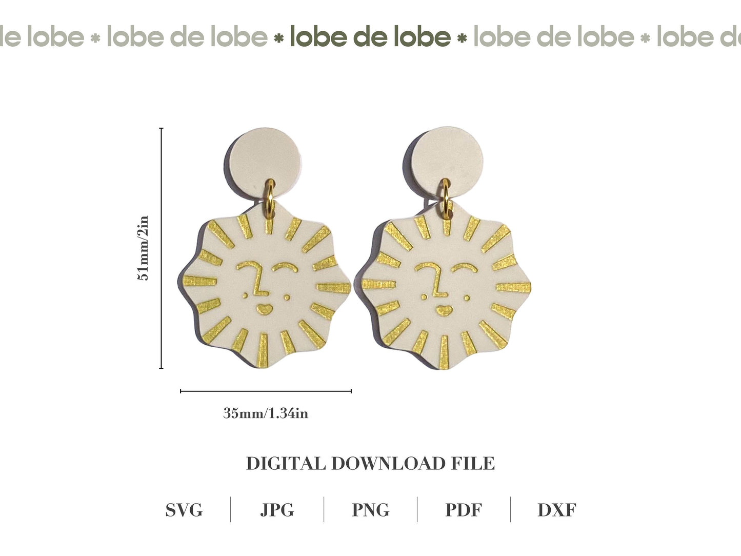 Summer Sun Laser Engraved Earrings Digital Download