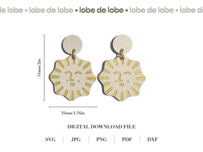 Summer Sun Laser Engraved Earrings Digital Download