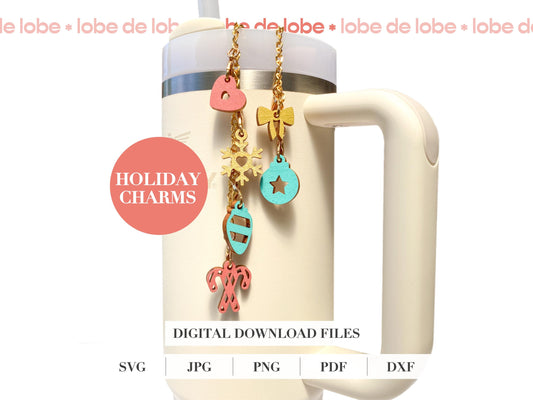 Christmas Holiday Festive Tumbler Laser Cut Charms Digital Download
