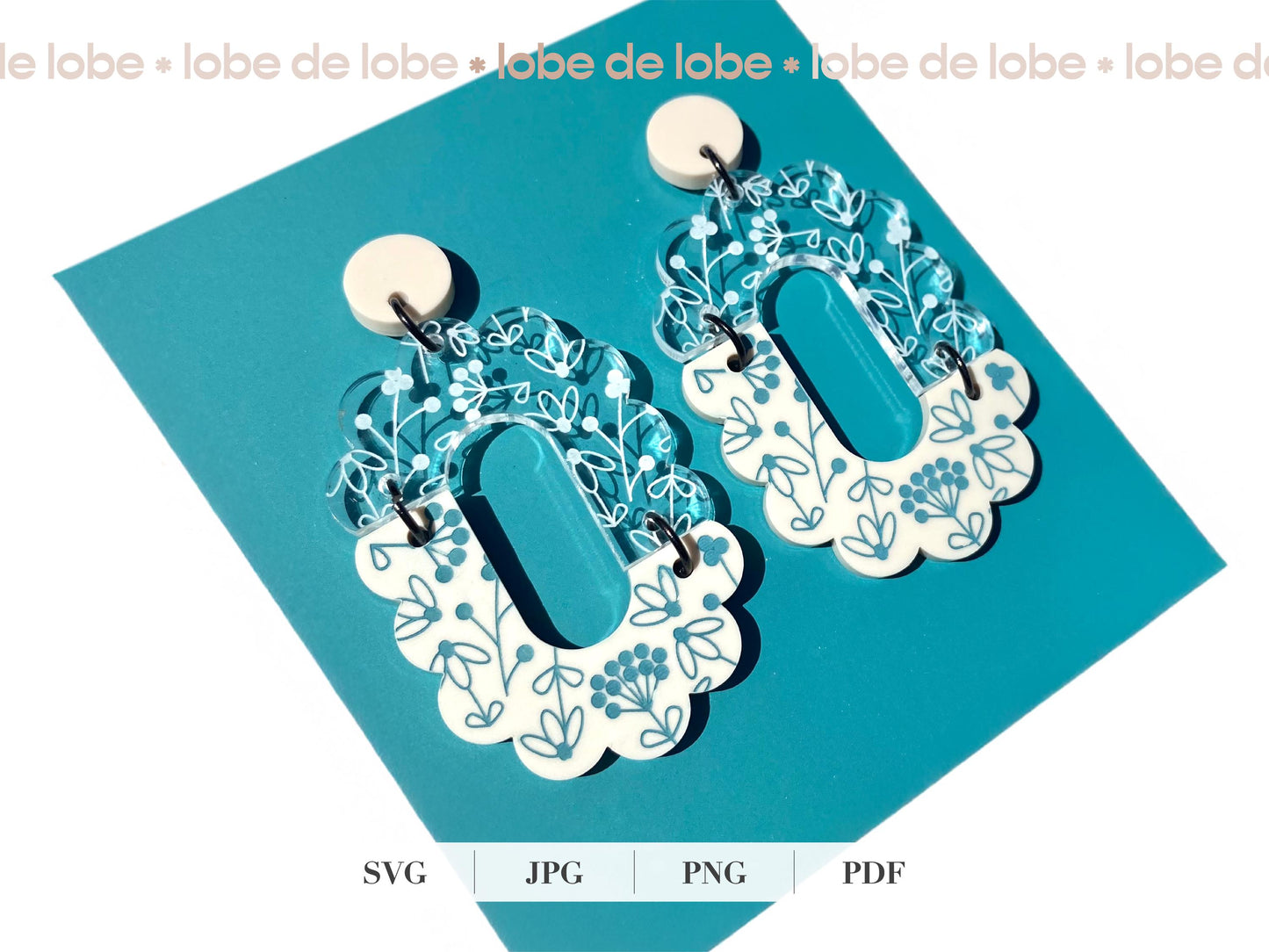 Spring Floral Boho Scallop Laser Engraved Earrings Digital Download