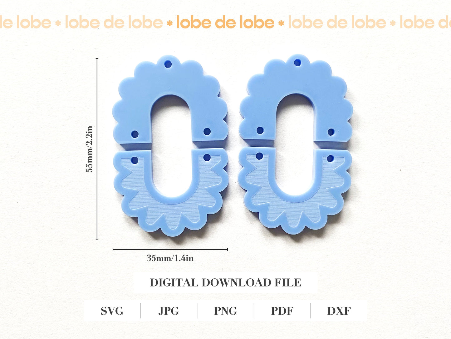 Boho Scalloped Arch Laser Engraved Earrings Digital Download
