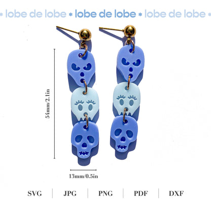 Halloween Sugar Skull Dangle Laser Cut Earrings Digital Download