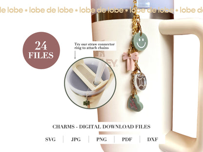 Cute Stanley Cup Charms Laser Engraved Digital Download