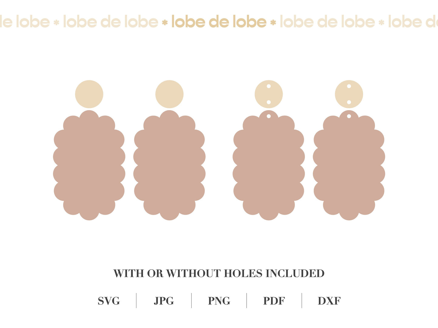 Oval Scallop Laser Cut Earrings Digital Download