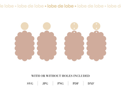 Oval Scallop Laser Cut Earrings Digital Download