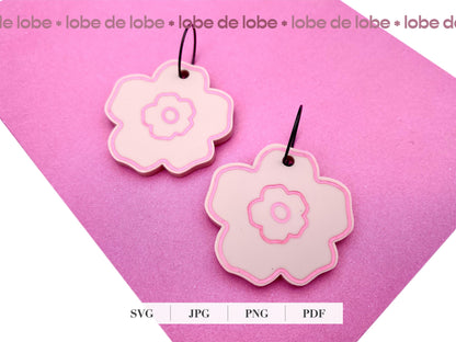 Spring Flower Statement Laser Engraved Earrings Digital Download