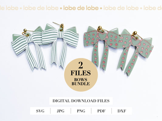 Coquette Ribbon Bow Bundle Laser Engraved Earrings Digital Download