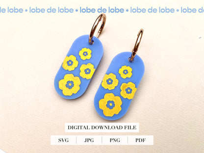 Colorful Bright Spring Floral Bundle Laser Engraved Earrings Digital Download