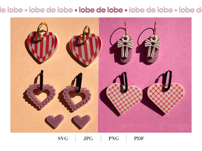 Valentines Love Heart Bundle Laser Engraved Earrings Digital Download