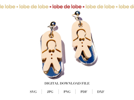 Laser Cut Design Files Cute Holiday Christmas Gingerbread earring SVG Files