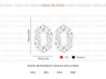 Spring Floral Boho Scallop Laser Engraved Earrings Digital Download