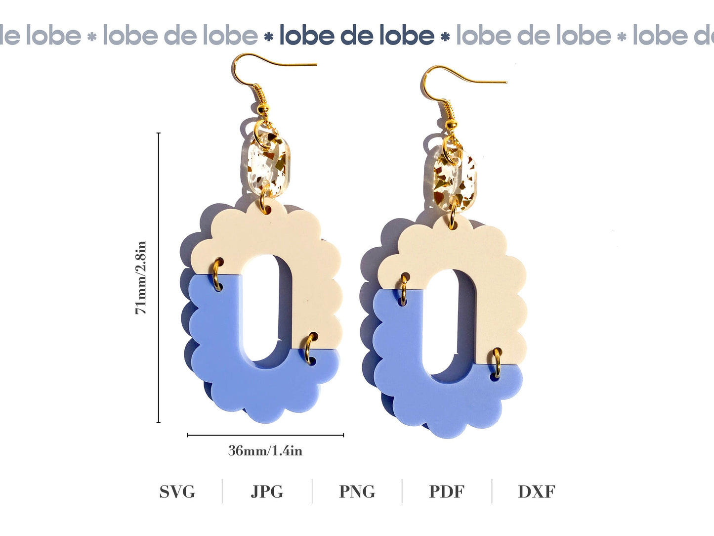 Oval Scallop Squiggle Boho Laser Cut Earrings Digital Download