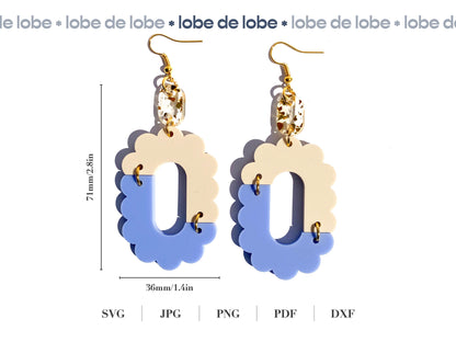 Oval Scallop Squiggle Boho Laser Cut Earrings Digital Download