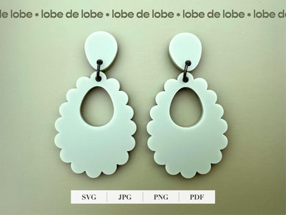 Oval Scallop Nested Laser Cut Earrings Digital Download