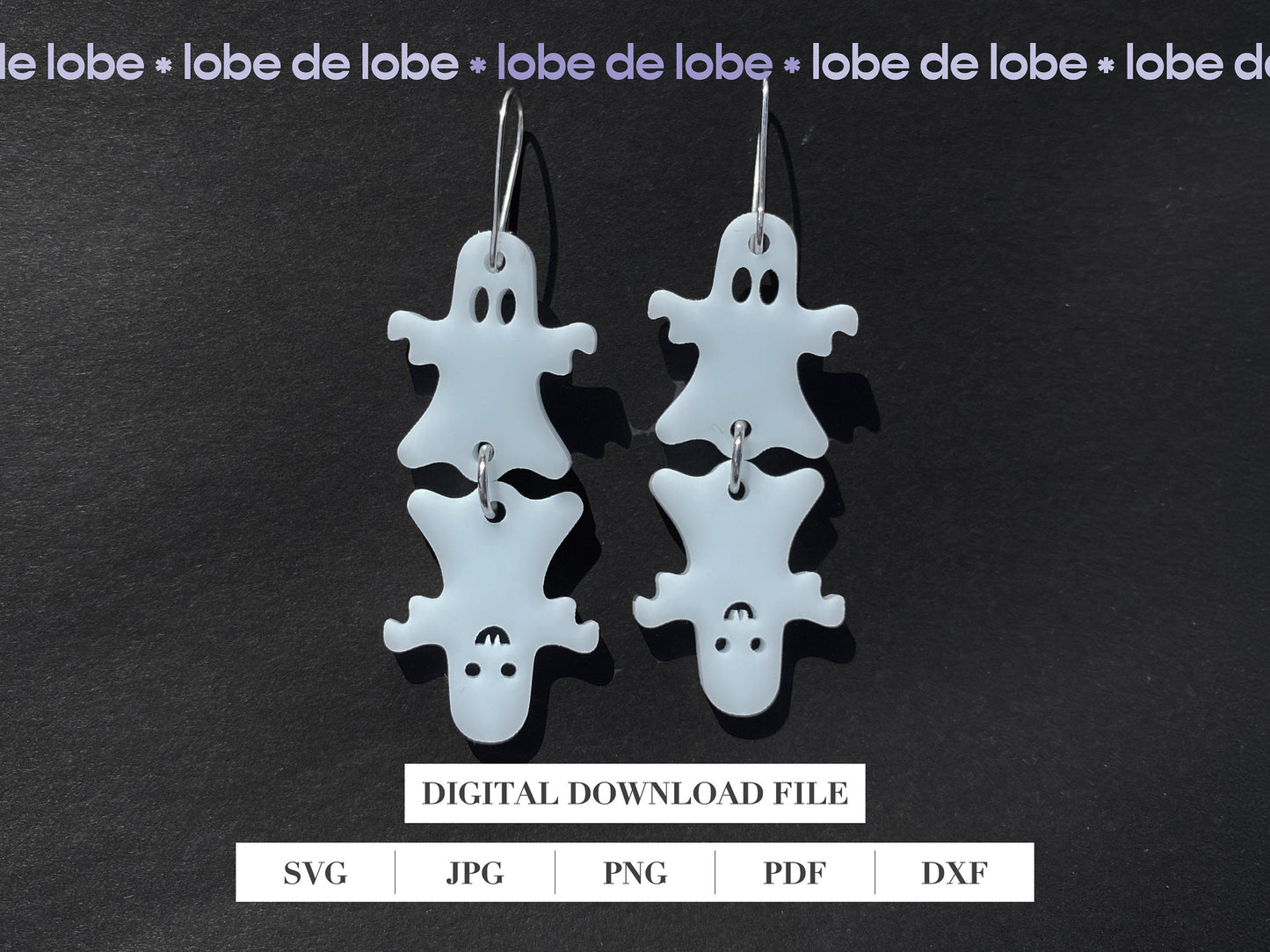 Halloween Ghost Earring Dangle Laser Cut SVG File