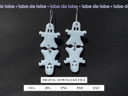 Halloween Ghost Earring Dangle Laser Cut SVG File