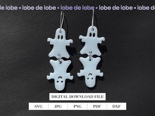 Halloween Ghost Earring Dangle Laser Cut SVG File