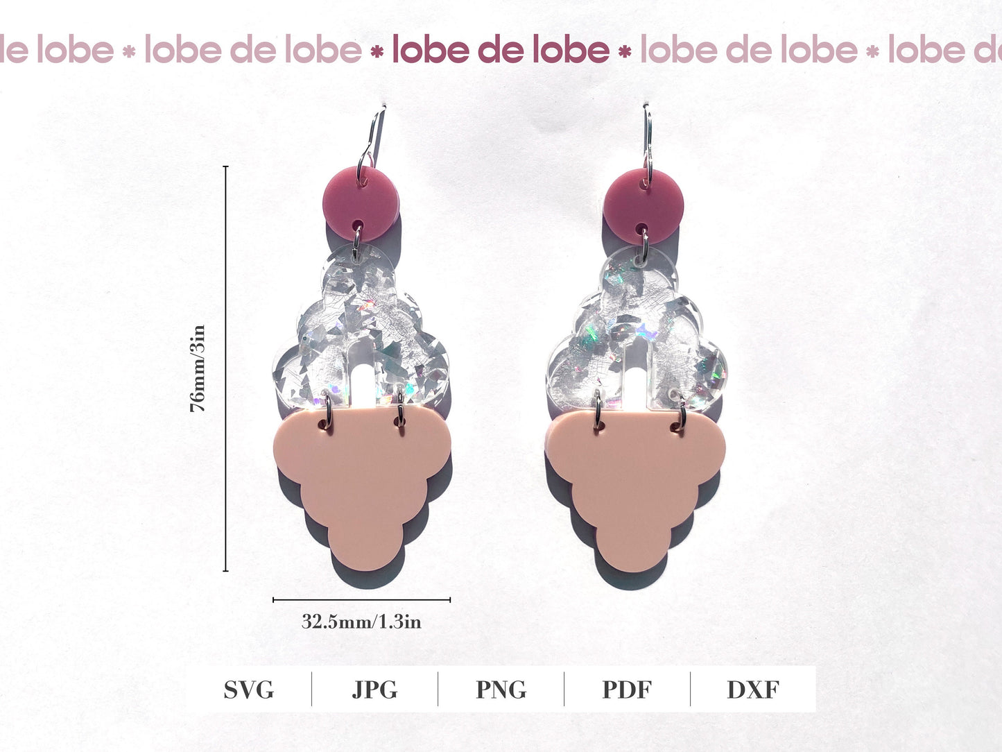 Triangle Scallop Earrings Acrylic Laser Cut SVG file
