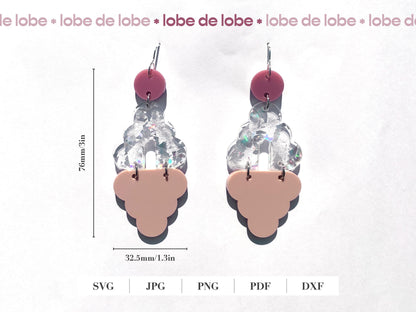 Triangle Scallop Earrings Acrylic Laser Cut SVG file