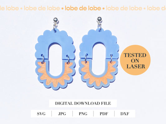 Boho Scalloped Arch Laser Engraved Earrings Digital Download