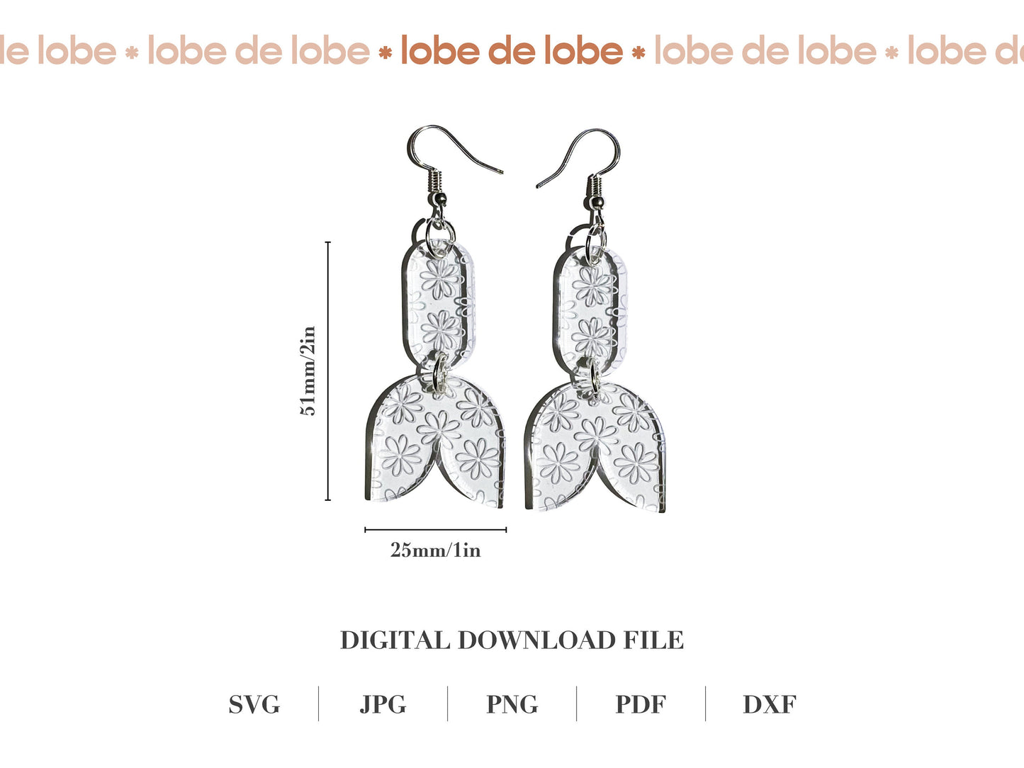 Spring Daisy Laser Engraved Earrings Digital Download