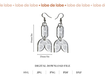 Spring Daisy Laser Engraved Earrings Digital Download