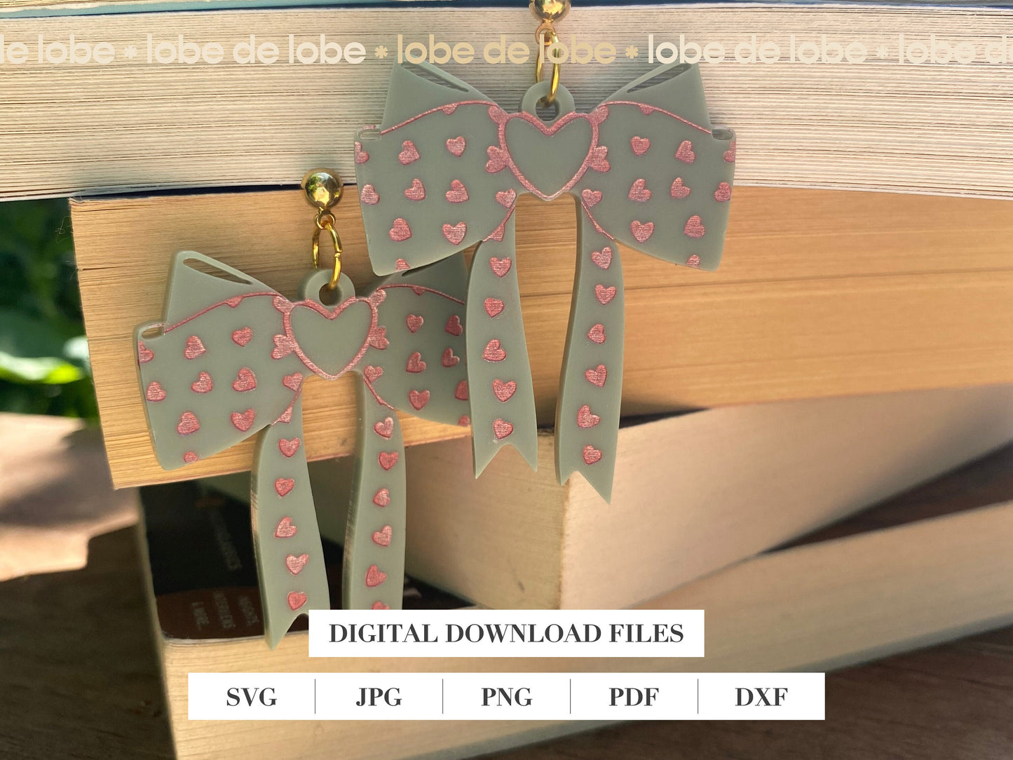 Coquette Ribbon Bow Bundle Laser Engraved Earrings Digital Download